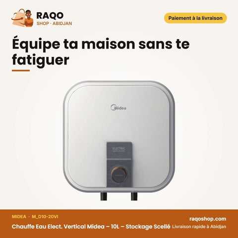 Chauffe Eau Elect. Vertical Midea – 10L – Stockage Scellé – Chauffage Express | M_D10-20VI - RAQO