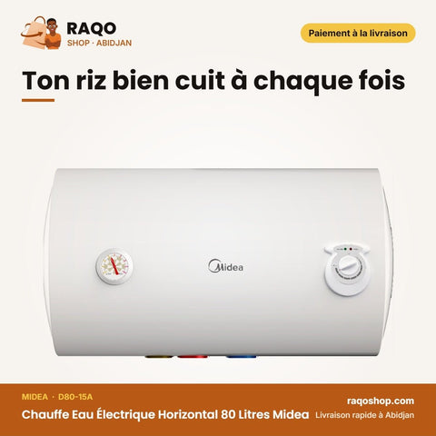 Chauffe Eau Électrique Horizontal 80 Litres Midea | D80-15A - RAQO