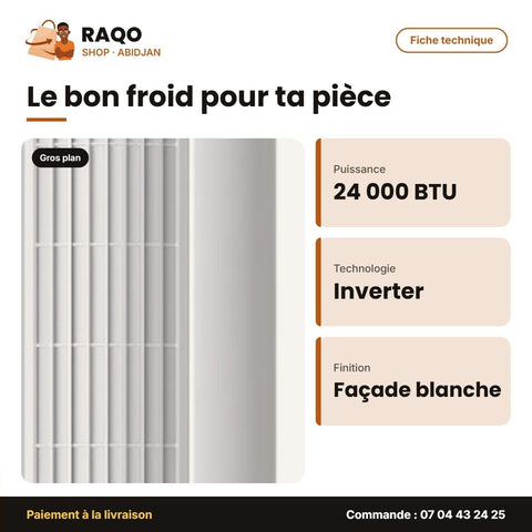 Clim Armoire Nasco – 24.000 BTU – Dual Inverter – Façade Blanche | NAS-TFS-24V1 - RAQO