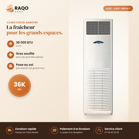 Climatiseur Armoire iLUX – 36.000 BTU – 4 CV – R410 - RAQO