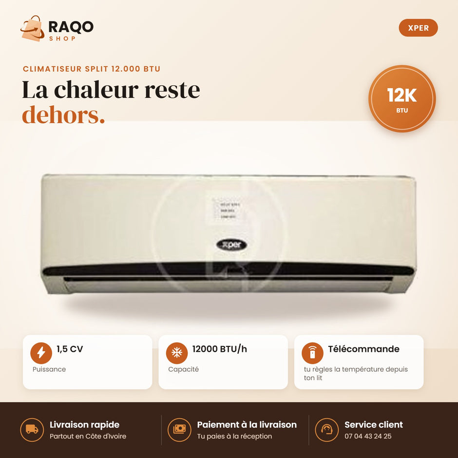 Climatiseur Split XPER – 12.000 BTU – 1,5 CV – Inverter - RAQO