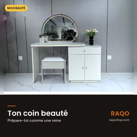 Coiffeuse 029 avec miroir et tabouret - RAQO