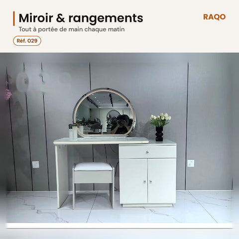 Coiffeuse 029 avec miroir et tabouret - RAQO