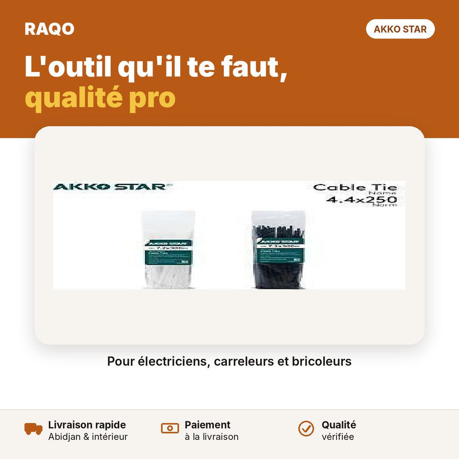 Colliers de serrage 4,4 × 250 mm – sachet | Akko Star - RAQO
