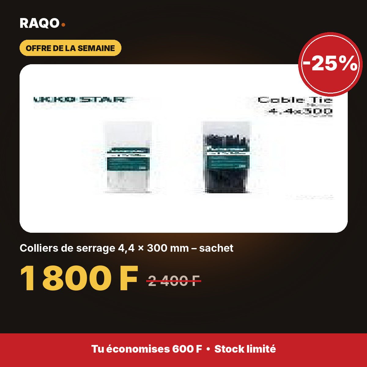 Colliers de serrage 4,4 × 300 mm – sachet | Akko Star - RAQO