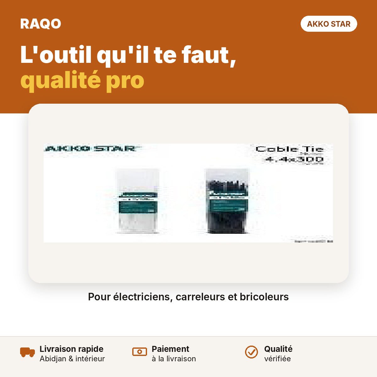 Colliers de serrage 4,4 × 300 mm – sachet | Akko Star - RAQO