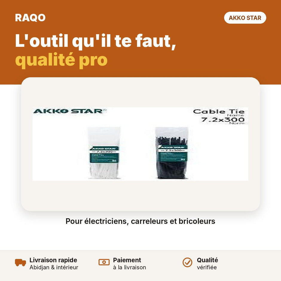 Colliers de serrage 7,2 × 300 mm – sachet | Akko Star - RAQO