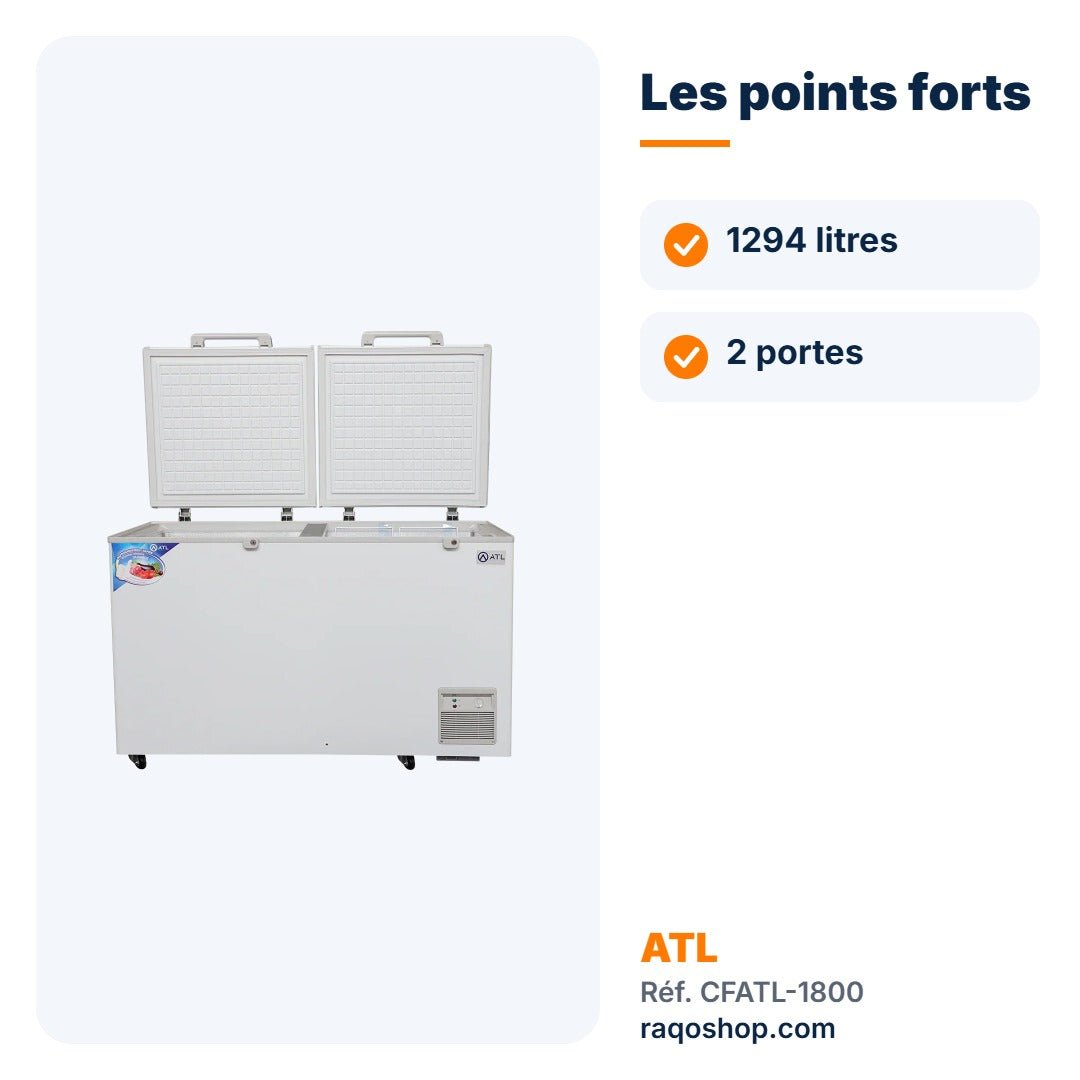 Congélateur coffre ATL 1294L 2 portes – CFATL-1800 - RAQO