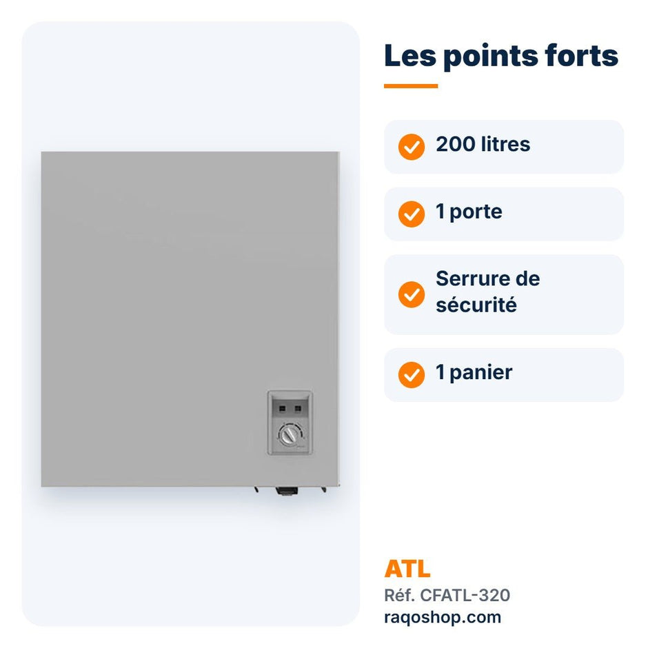 Congélateur coffre ATL 200L avec serrure – CFATL-320 - RAQO
