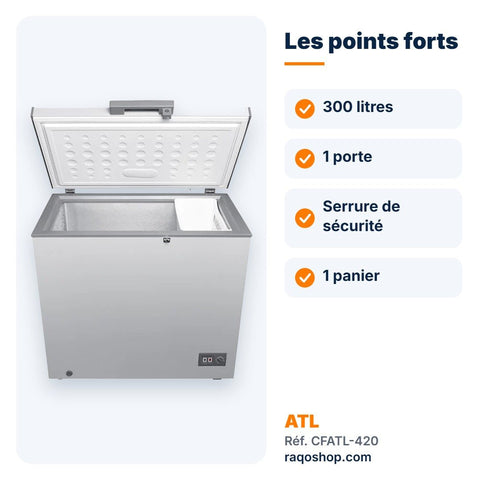 Congélateur coffre ATL 300L avec serrure – CFATL-420 - RAQO