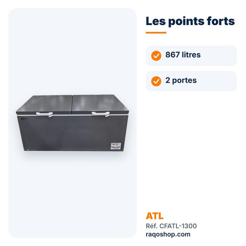 Congélateur coffre ATL 867L 2 portes – CFATL-1300 - RAQO