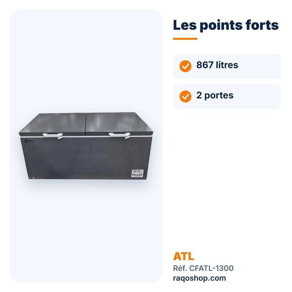 Congélateur coffre ATL 867L 2 portes – CFATL-1300 - RAQO