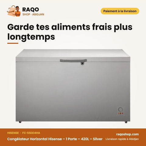 Congélateur Horizontal Hisense – 1 Porte – 420L – Silver | FC-55DD4HA - RAQO