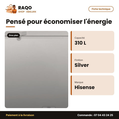 Congélateur Horizontal Hisense – Silver – 1 Porte – 310L | FC-40DD4HA - RAQO