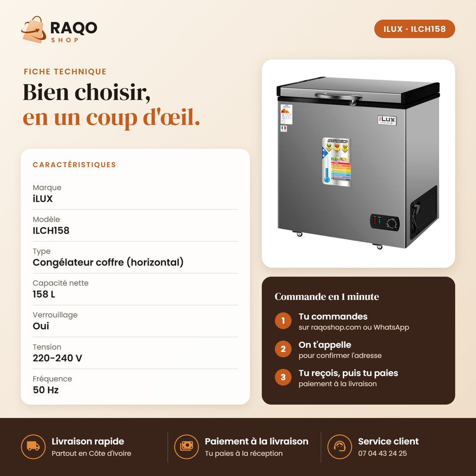 Congélateur Horizontal iLUX – 158 L - RAQO (fiche technique)