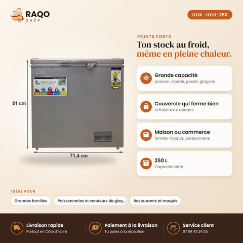 Congélateur Horizontal iLUX – 250 L - RAQO (points forts)