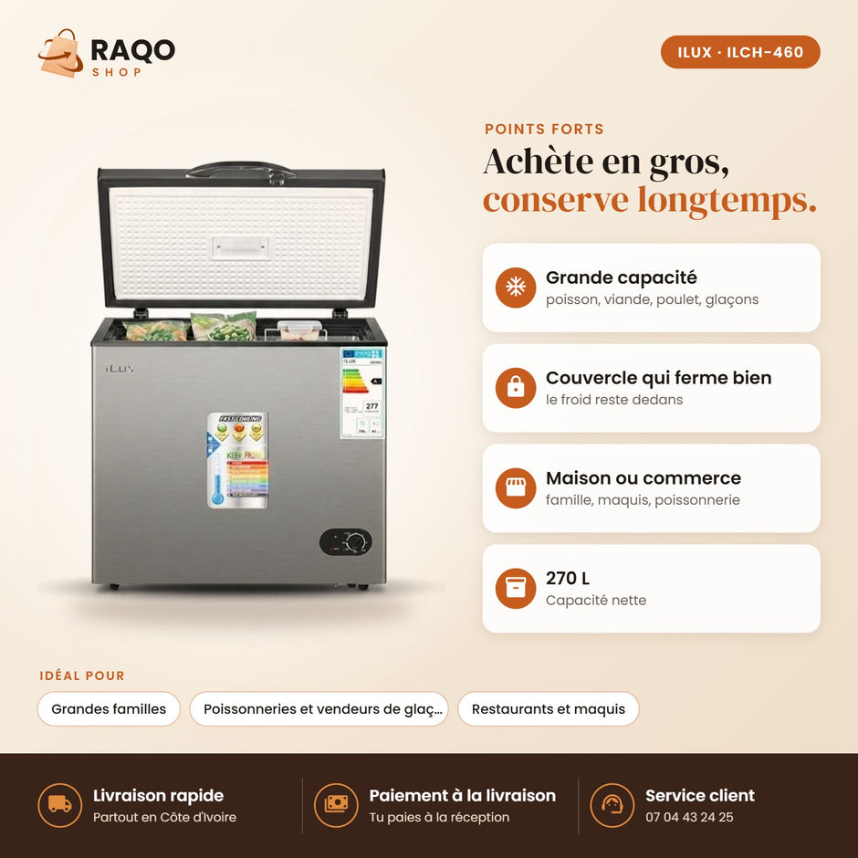Congélateur Horizontal iLUX – 270 L - RAQO (points forts)