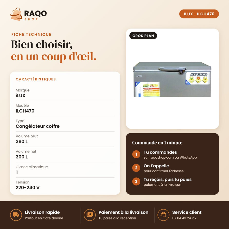 Congélateur Horizontal iLUX – 300 L - RAQO (fiche technique)