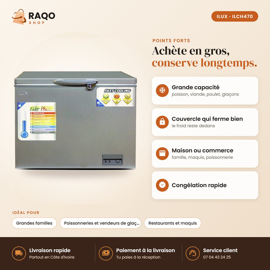 Congélateur Horizontal iLUX – 300 L - RAQO (points forts)
