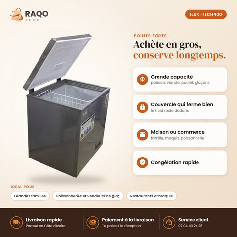 Congélateur Horizontal iLUX – 400 L - RAQO (points forts)