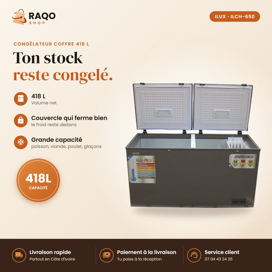 Congélateur Horizontal iLUX – 418 L - RAQO