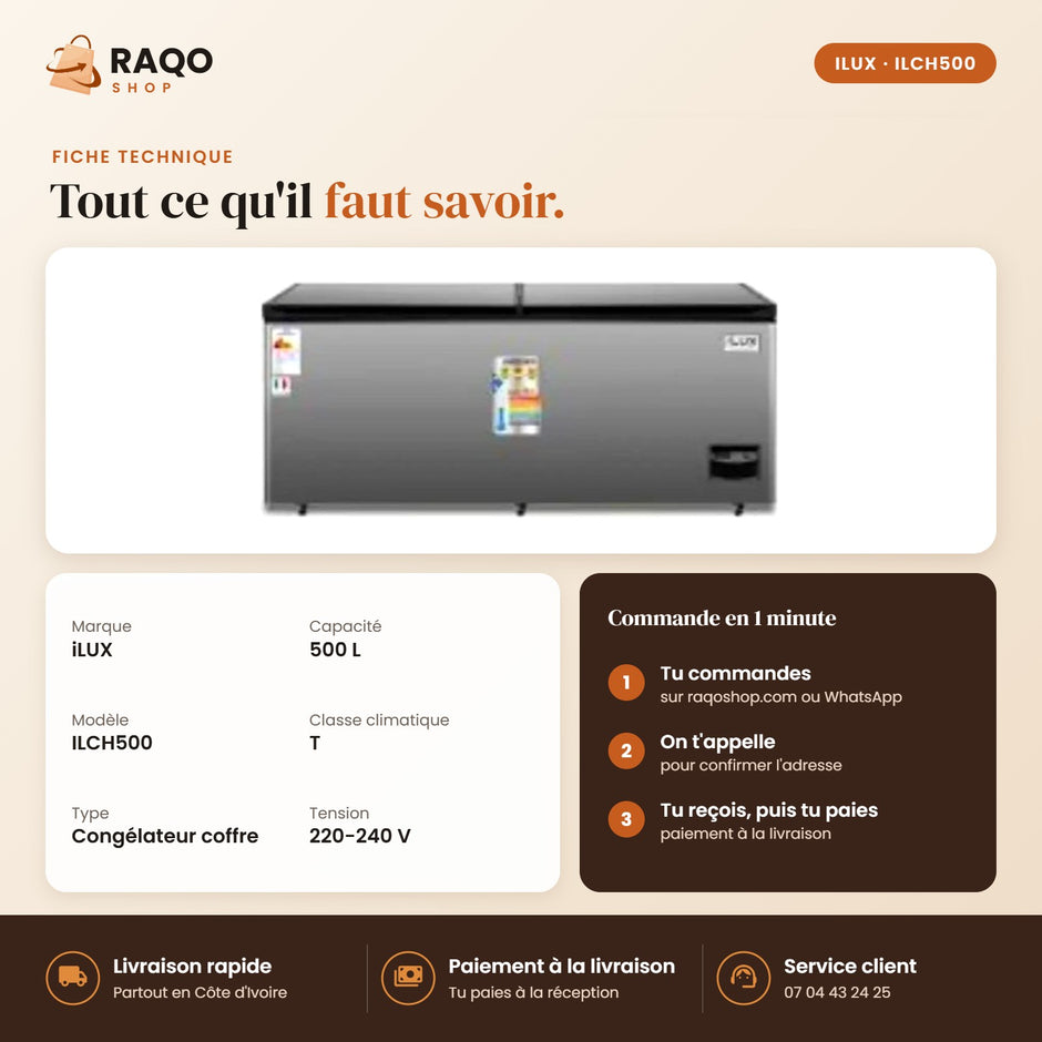 Congélateur Horizontal iLUX – 500 L - RAQO (fiche technique)