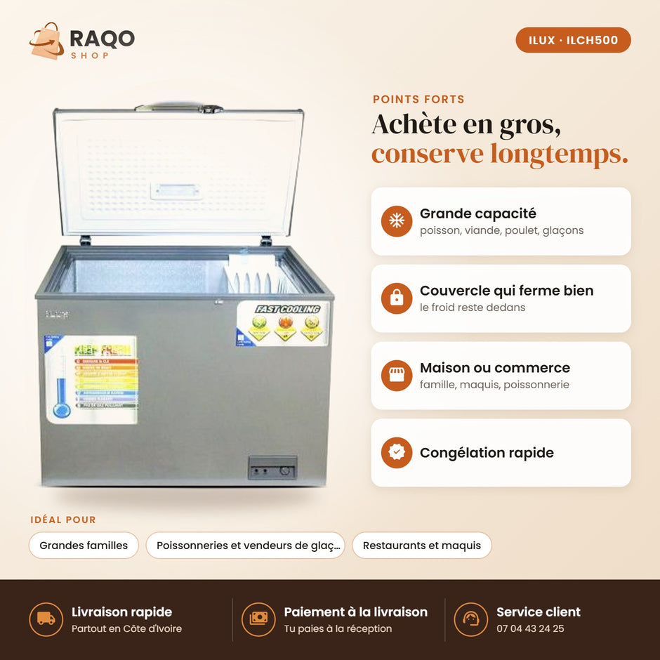 Congélateur Horizontal iLUX – 500 L - RAQO (points forts)