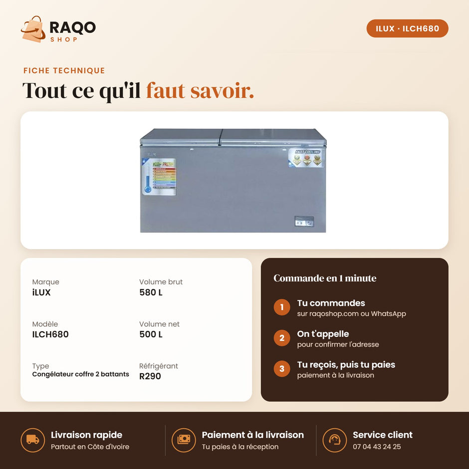 Congélateur Horizontal iLUX – 500 L - RAQO (fiche technique)