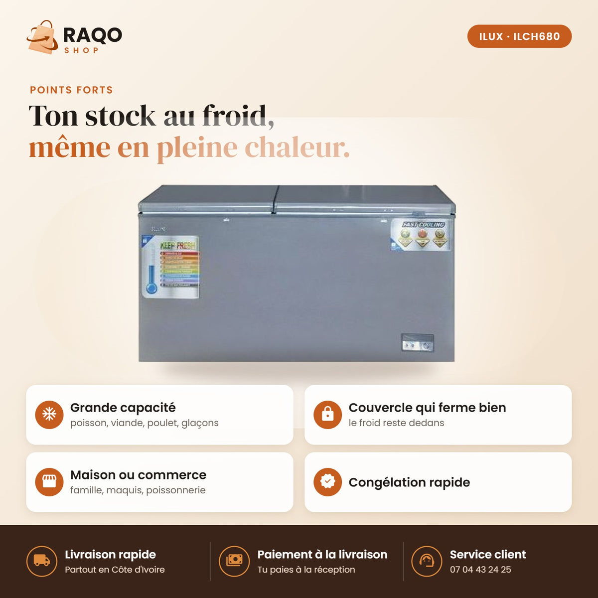 Congélateur Horizontal iLUX – 500 L - RAQO (points forts)