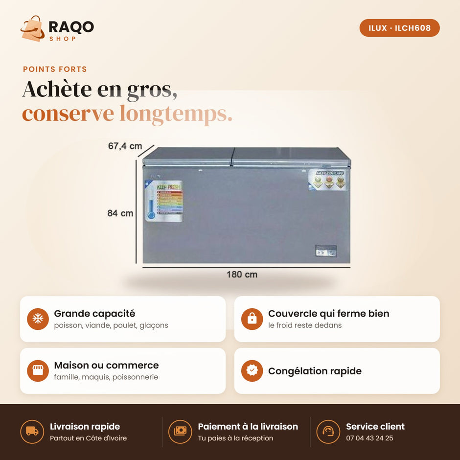 Congélateur Horizontal iLUX – 608 L - RAQO (points forts)