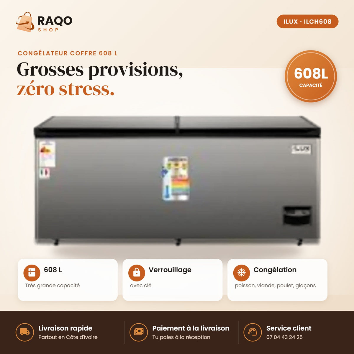 Congélateur Horizontal iLUX – 608 L - RAQO