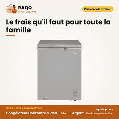 Congélateur Horizontal Midea – 142L – Argent | MIDEA_MDRC207FZG43