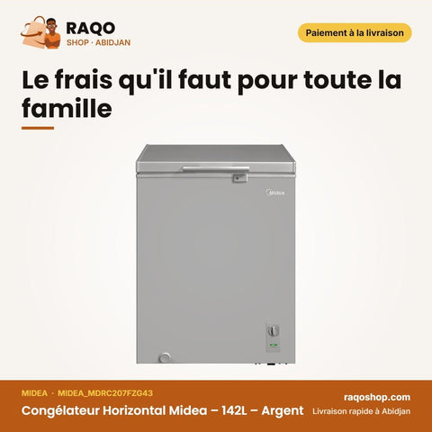 Congélateur Horizontal Midea – 142L – Argent | MIDEA_MDRC207FZG43 - RAQO