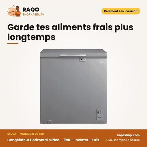 Congélateur Horizontal Midea – 198L – Inverter – Gris | MDRC362FZG43D - RAQO