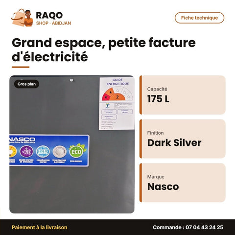 Congélateur Horizontal NASCO 175 L Brut / 138 L Net – NAS-175FL-DS - RAQO