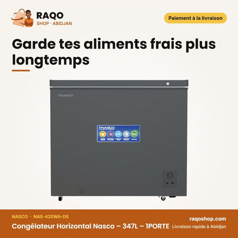 Congélateur Horizontal Nasco – 347L – 1PORTE – 1 Panier Interne | NAS-425WA-DS - RAQO