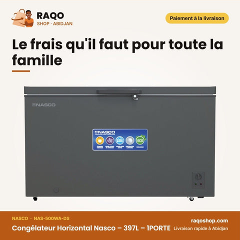 Congélateur Horizontal Nasco – 397L – 1PORTE – 1 Panier Interne | NAS-500WA-DS - RAQO