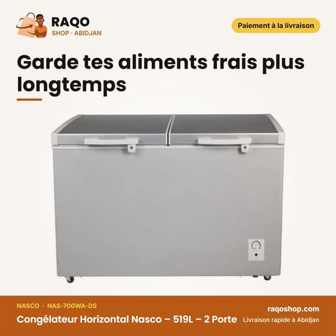 Congélateur Horizontal Nasco – 519L – 2 Porte – 2 Panier Interne | NAS-700WA-DS - RAQO