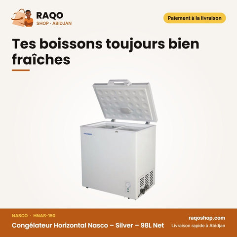 Congélateur Horizontal NASCO 98 L Silver – HNAS-150 - RAQO