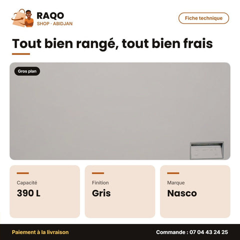Congélateur Horizontal Nasco – Gris – 390L Net | HNAS-450 - RAQO