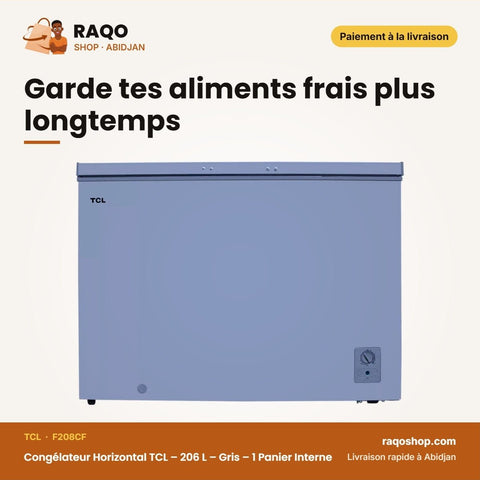 Congélateur Horizontal TCL – 206 L – Gris – 1 Panier Interne | F208CF - RAQO