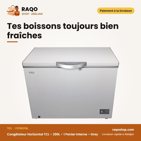 Congélateur Horizontal TCL – 290L – 1 Panier Interne – Grey | F378CFSL - RAQO