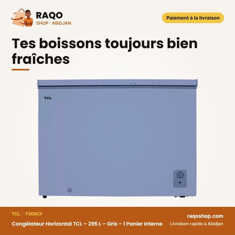 Congélateur Horizontal TCL – 295 L – Gris – 1 Panier Interne | F300CF - RAQO