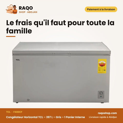 Congélateur Horizontal TCL – 397 L – Gris – 1 Panier Interne | F400CF - RAQO