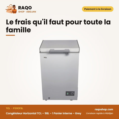 Congélateur Horizontal TCL 98 L Gris avec Panier – F131CFSL - RAQO