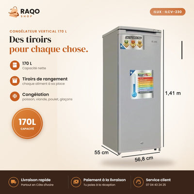 Congélateur Vertical iLUX – 170 L – 6 Tiroirs | ILCV-230