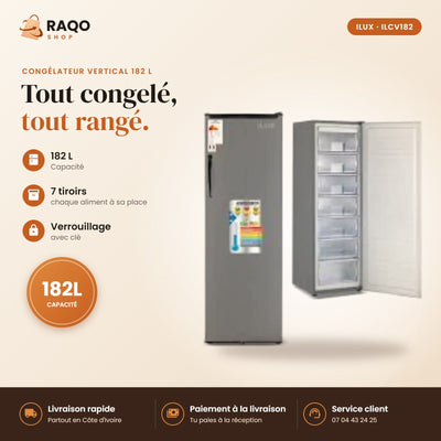 Congélateur Vertical iLUX – 182 L – 7 Tiroirs | ILCV182