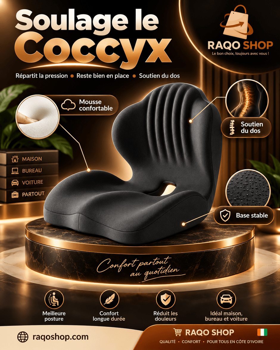 Coussin Ergonomique 2-en-1 Assise & Dos – Confort Voiture, Bureau & Maison - RAQO