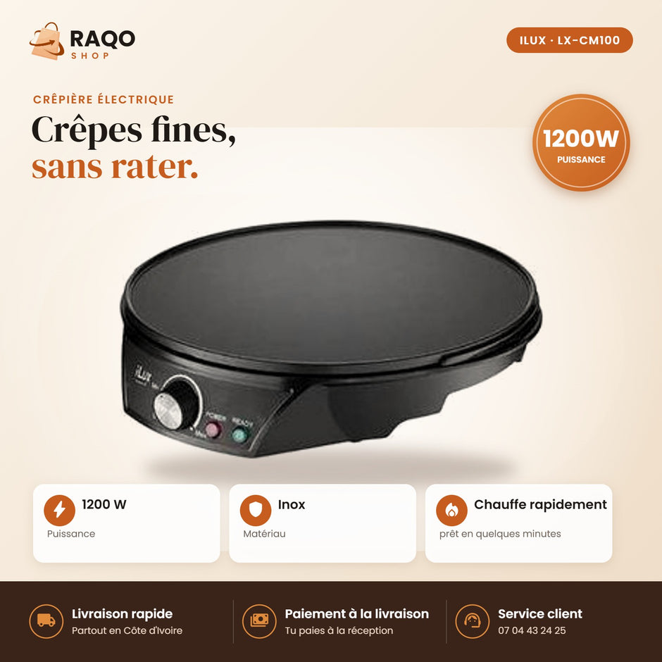 Crêpière Électrique iLUX – 1200 W - RAQO