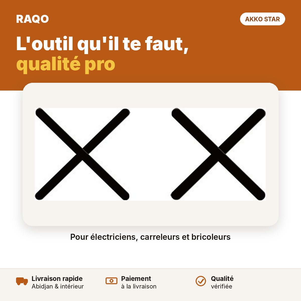 Croisillons de carrelage 2,5 mm – paquet de 200 | Akko Star - RAQO